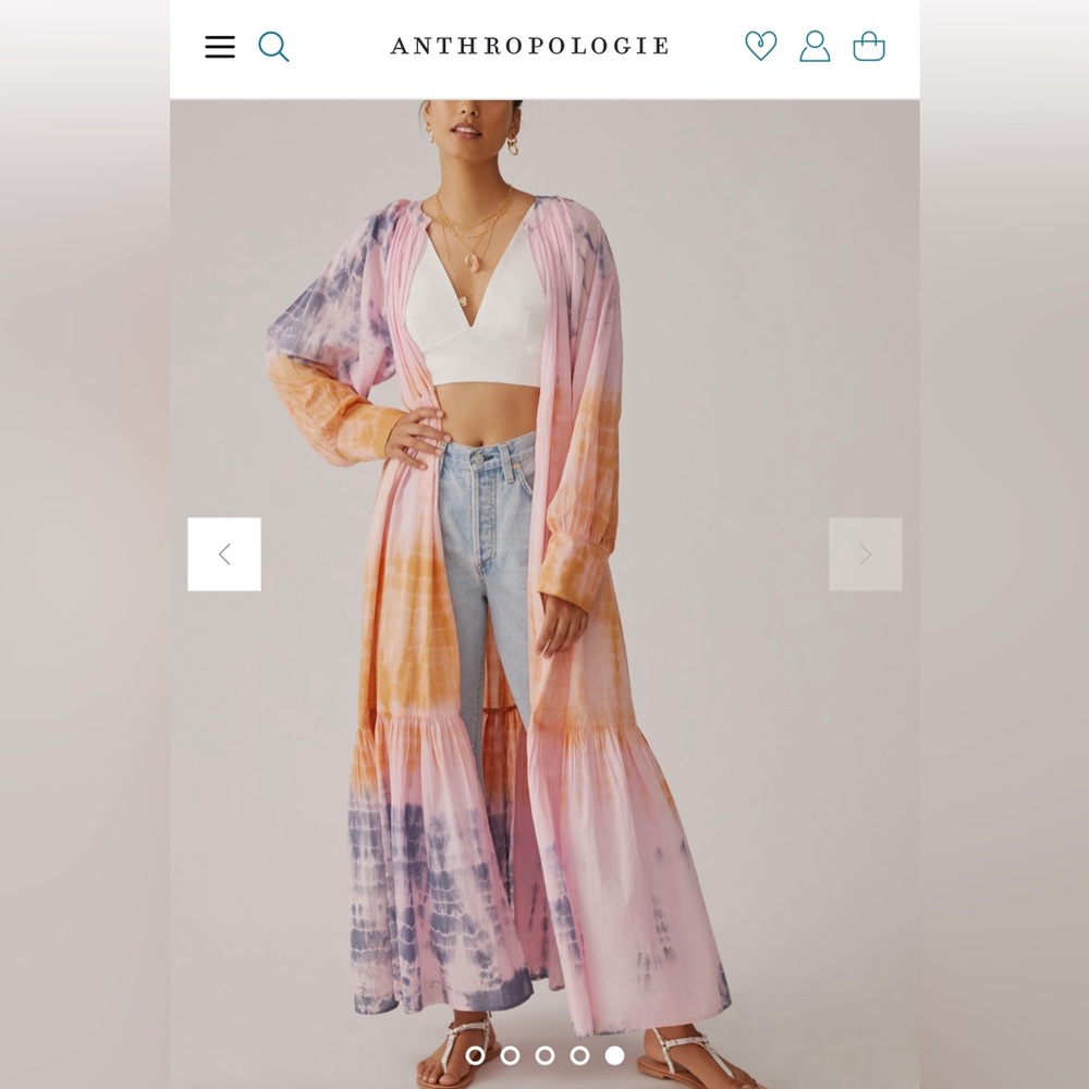 Anthropologie tie dye kimono duster